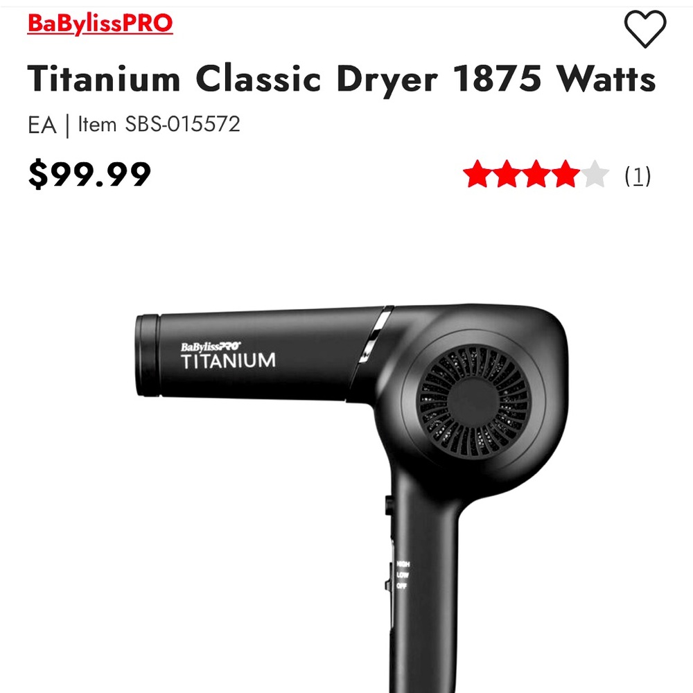 BaBylissPRO Titanium Classic Hair Dryer